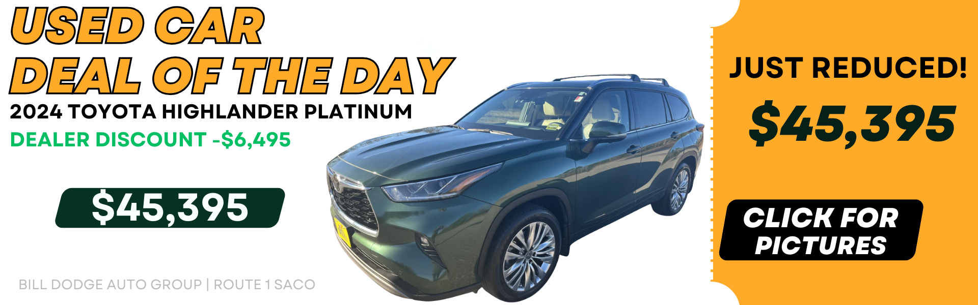  Deal of the Day: 2024 Toyota Highlander Platinum